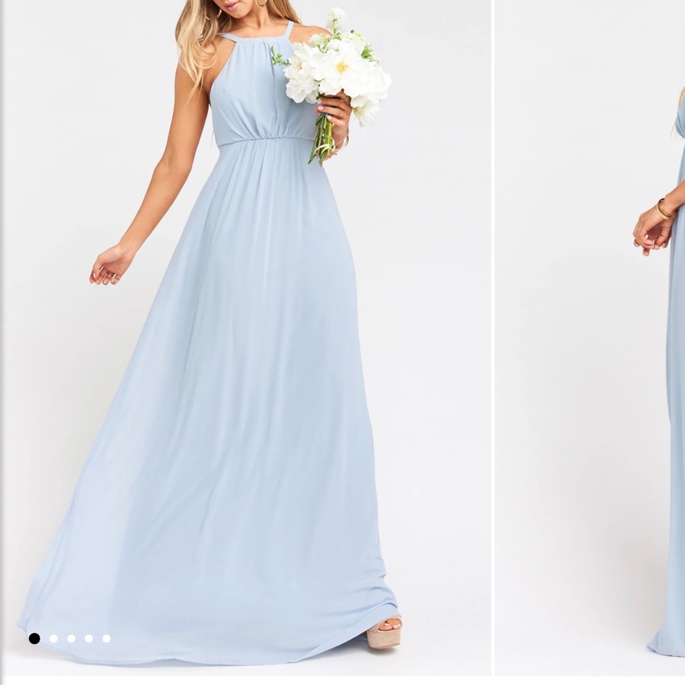 SHOW ME YOUR MUMU STEEL BLUE CHIFFON BRIDESMAID DRESS